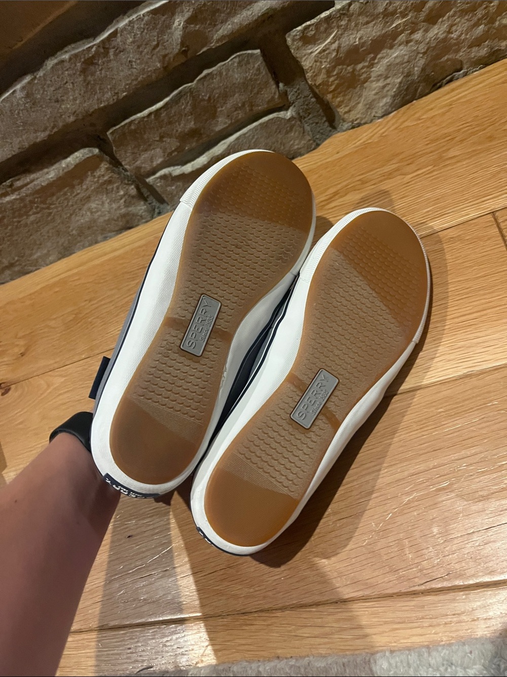 Sperry Gray Canvas Boat Shoes with Brown Laces Size 10 - Picture 5 of 11